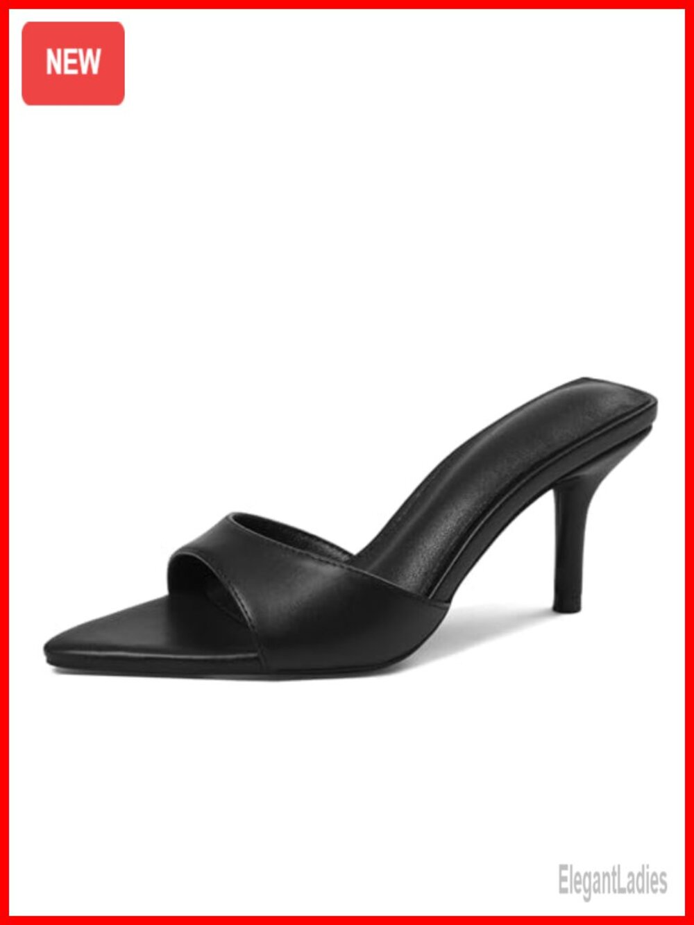 Kitten Heels Mules Sandals Pointed Peep Toe Slingback Slip On Women